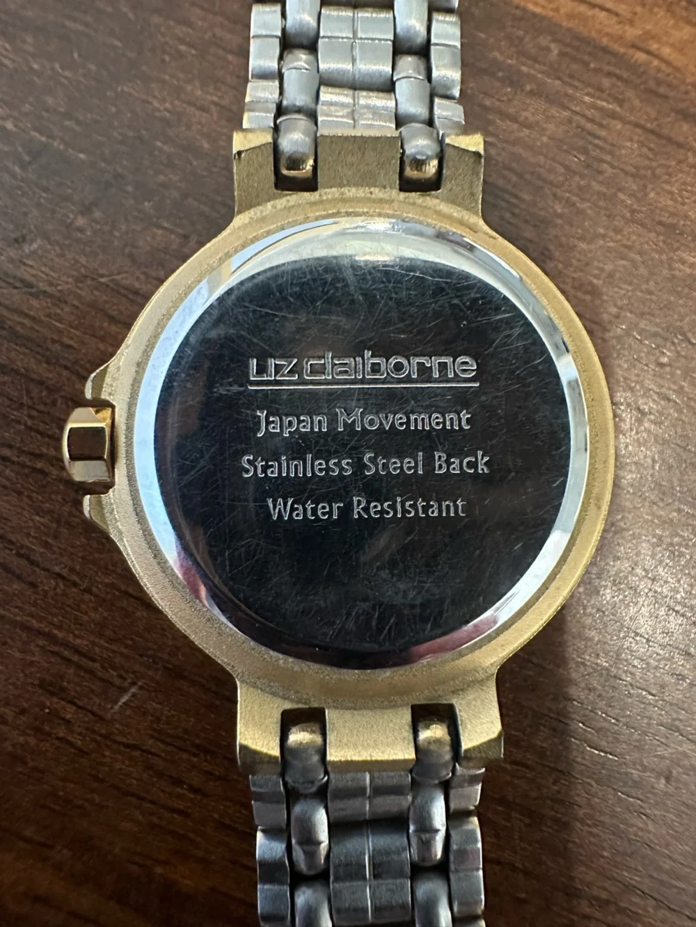 Liz Claiborne Gold Tone Bracelet Watch Back View